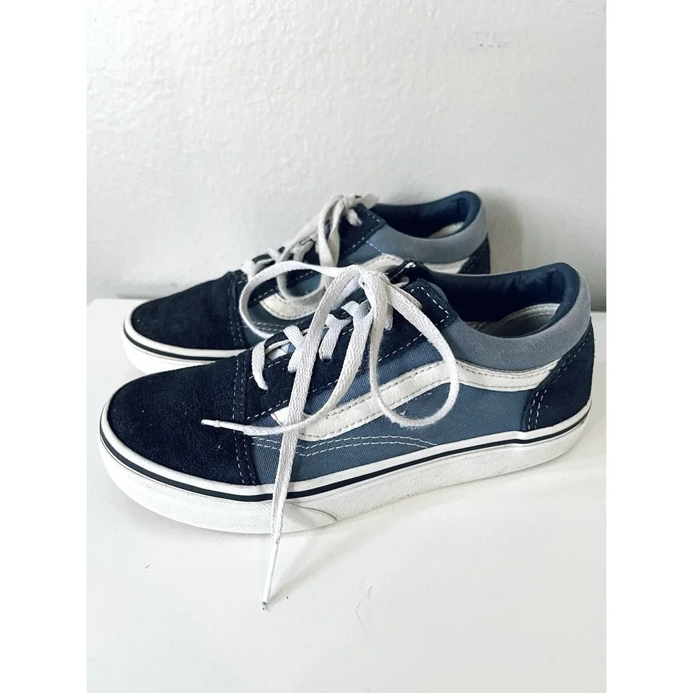 VANS Old Skool Sneaker Shoes Canvas Suede‎ Blue Black Kid Youth 2y
